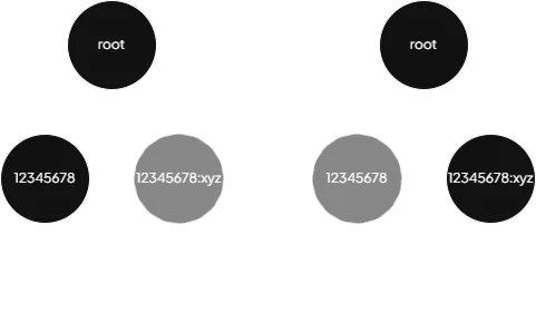 Nodes with the same ID value but different variants