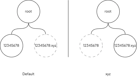 Nodes with the same ID value but different variants